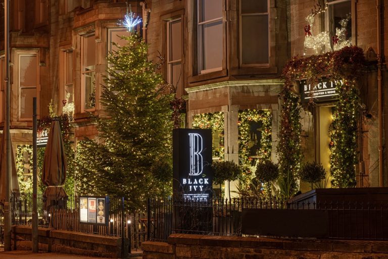 Nighttime at Black Ivy Edinburgh outside view