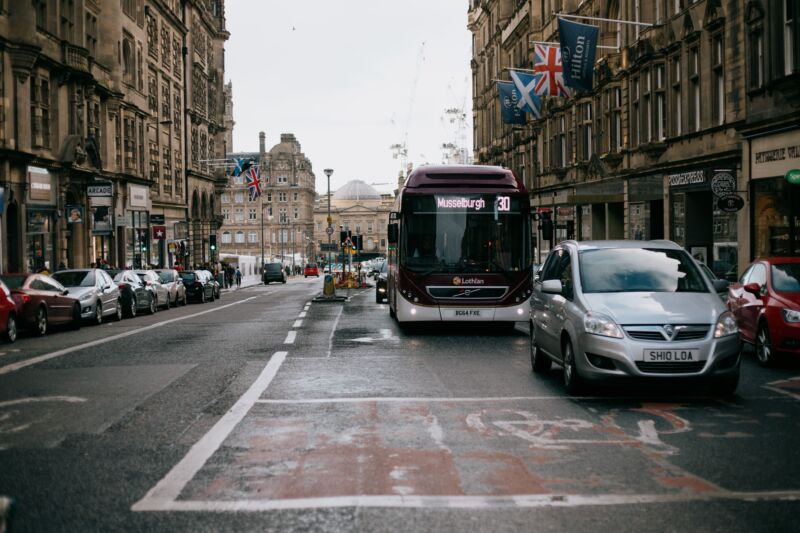 a road in edinburgh with cars